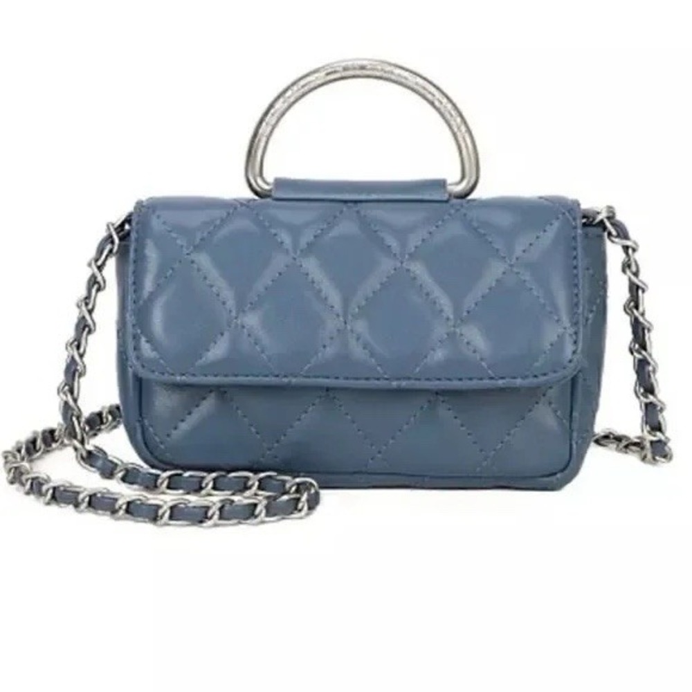 French Connection Crossbody Bag Mell Quilted Legion Blue NWT MSRP $88